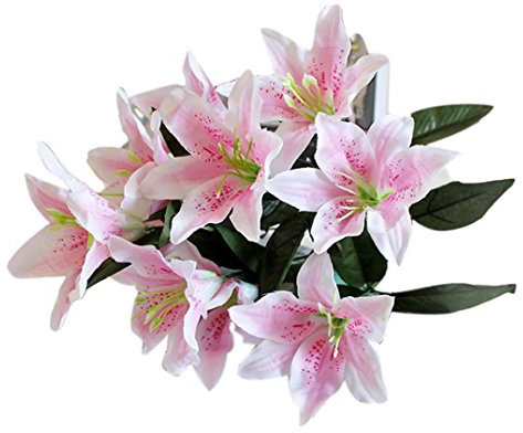 Coloré(TM) Roses de cristal 10 têtes artificielles Faux Silk Lys fleur bouquet de mariée mariage Party Decor (Multicolor D)