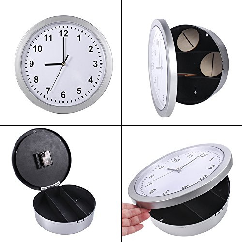 Caché Horloge Murale À Trois Compartiments Étagère Détournement Sécuritaire Secret Cachette Argent Argent Bijoux Jouet Stockage Sécurité Conteneur Organisateur