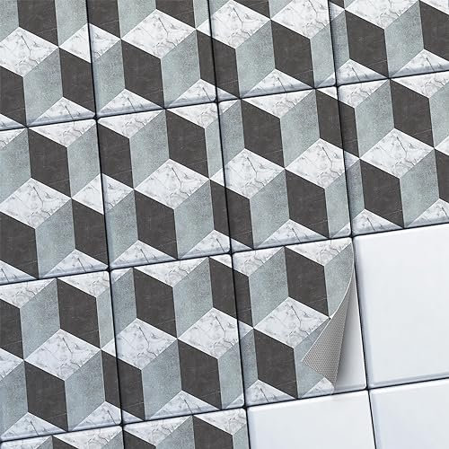 CREATISTO Mosaik-Fliesen Fliesensticker Fliesenfolie - Klebe Folie für Wandfliesen I Stickerfliesen - Mosaikfliesen für Küche, Bad, WC Bordüre (20x25 cm I 6 -Teilig)