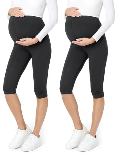 Be Mammy Dams 3/4 Moderskap Leggings Tights 2Pack BE20-229 (2Pack Svarta Prickar/Svarta Prickar, 4XL)