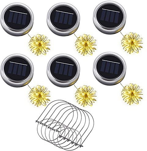 Ymenow Solarlampen für Außen, 6 Stück 3M 30LED Solar Einmachglas für außen Solarglas Solarleuchten Lichterkette Aussen Lampions Wetterfest für Garten Baum Balkon Deko, Einmachgläser Nicht Enthalten