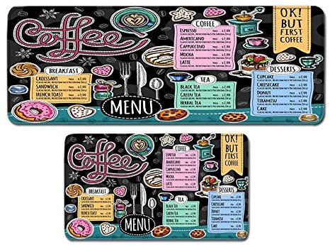ZZDXL 2Stk Küchenteppich Kaffee Küchenläufer Teppich Für Küche Waschbarer rutschfest Läufer Küchenmatte Weich Und Superabsorbierend Waschbar In Waschmaschine（40X60+40X120Cm）