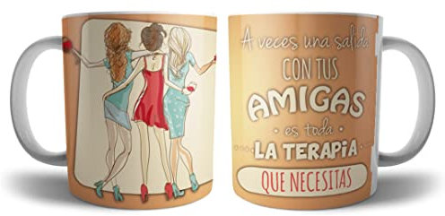 Kartoon Kase Taza Original Personalizada con Nombre y Frase | Terapia de Amigas de Cafe Desayuno para Regalar (Amigas Terapia)