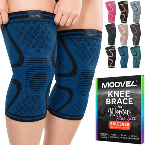MODVEL Paquete de 2 Rodilleras de Compresión para Hombres y Mujeres | Rodilleras para Correr, Ortopédicas para el Alivio de Rotura de Menisco, Artritis y Malestar Articular