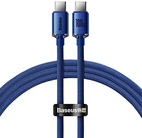 Baseus Crystal Shine 100W 120 cm PD Type-C cable de carga Azul