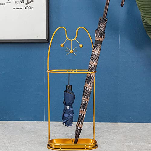 Unistrengh Cute Cat Umbrella Stand Gold Umbrella Rack,Metal Umbrella Holder for Home and Office (Gold)