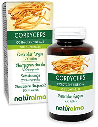 Larvsvamp eller Cordyceps (Cordyceps sinensis eller Ophiocordyceps sinensis) svamp Naturalma - 150 g - 300 tabletter - Kosttillskott - Naturligt och Veganskt