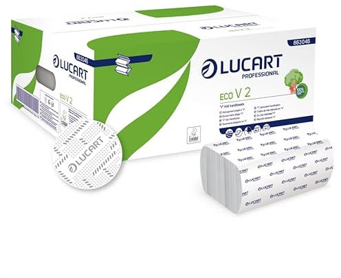 Toallas de papel Lucart | Secador de manos suaves y absorbentes | Compatible dispensador | Certificado ecológico