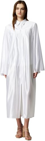 Unisex Shiny Graduation Gown Choir Robe for Church for Baptism Confirmation Choir Officiant or School, White, 48'(5'3-5'5)