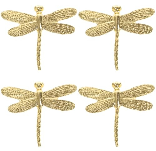 HOMSFOU 4 Stück Wetterfeste Messing Libellen Skulpturen Mit Goldenen Flügeln Für Fenster Deko Hängend Und Garten Wohnaccessoires