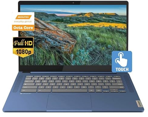 Lenovo Ideapad Slim 3 2023, laptop sottile touchscreen FHD da 14 pollici (1920 x 1080), Chromebook sottile e sottile, MediaTek Kompanio 520 a 8 core, 4 GB di RAM, 64 GB eMMC, WiFi 6, Chrome OS, Abyss