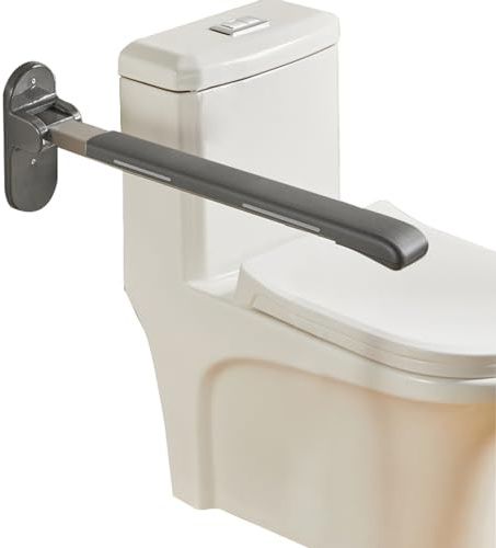 LTLWSH Wandstützgriff Aufstehhilfe Stützhilfe, WC Haltegriff Toiletten, Edelstahl Haltegriff Sicherheits, Stütz-Haltegriff rutschfest, leuchtende, klappbare Armlehne,Schwarz