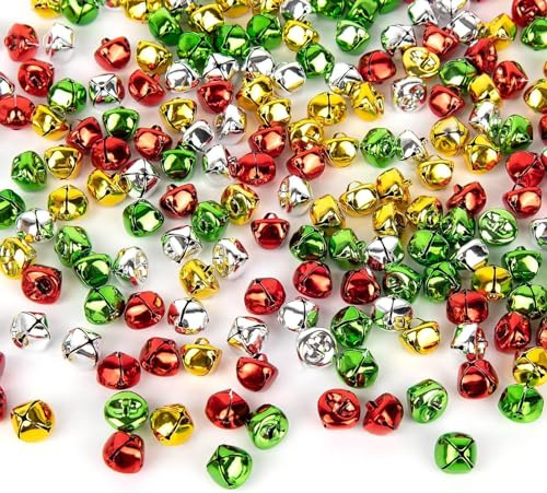 Glöckchen, 80 Stück 15 mm Metall-Bastelglocken Klingel für DIY Festival Zuhause Weihnachtsdekoration (1,5 cm gemischte Farben)