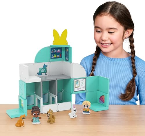 Tile Town Pet Vet Magnetic Tiles Construction Building Playset + Figures, Kids 3-5+, New ACTION TILES for Action Play, Realistic Builds, STEM Creative Toy, Great Gift for Boys & Girls