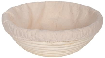 Round Banneton Proofing Basket Natural Rattan Bread Proofing Basket with Cloth Liner Sourdough Proving Baskets for Bread Making Sourdough Starter Kit Bread Making Accessories, 18cm in diameter