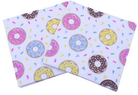 Beavorty Tovaglioli Decorati Stampa Dolci Ciambelle 20 Pezzi in Pasta di Cellulosa Usa e Getta per Feste e Uso Quotidiano