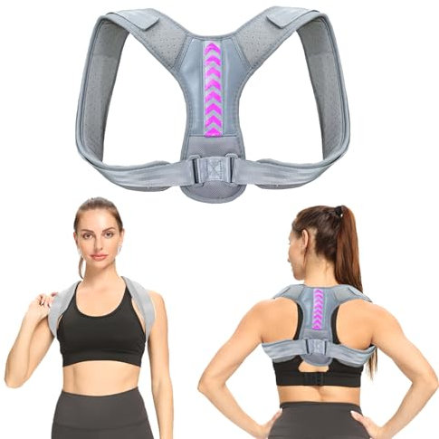 BSITSSS Atmungsaktive Rücken Geradehalter, Haltungskorrektur Rücken Damen Herren, Verstellbare Schultergurt Haltungskorrektur, Ruckenhalterung Korrektur Moden, Posture Corrector Grau