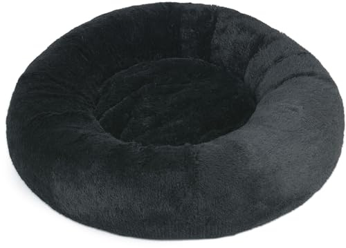Velinda Hundebett-Donut Hundedonut Katzenbett Hundekissen Katzenkissen Hundenest 75cm (Farbe: schwarz)