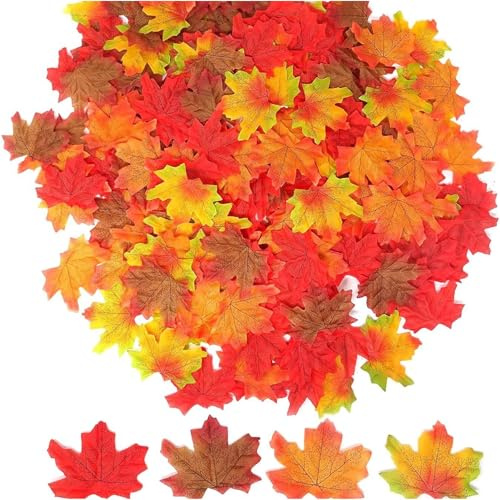 AJUNLKVDR 200 Stück Herbstblätter,Herbst Deko,Herbstblätter Deko,Herbst Blätter Girlande,Ahornblätter Künstliche Filz,Autumn Decor Fall,Herbstblatt Herbstgirlande Ahorn,Ahornblatt Blatt Decoration