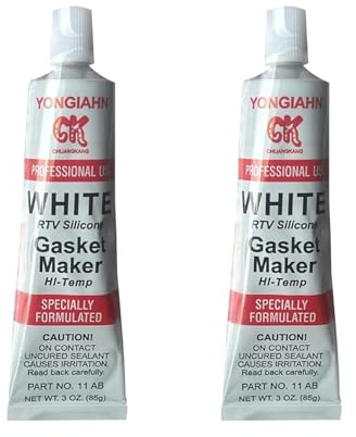 DIOXSTAR RTV Silicone Gasket Maker, Adhesive Sealant, Reliable and Durable Seal, Superior Adhesion, Versatile Use, Long-Lasting Performance, Plumbing Repairs, 85g, White (White, 2 Pcs)