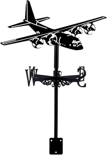 Exquisite Metal Retro Plane Weather Vane Metal Weathervane Metal Decorative Wind Vane Garden Transport Plane Airliner Wind Direction Indicator Kit for Outdoor Farm Scene Yard Garden Gazebo