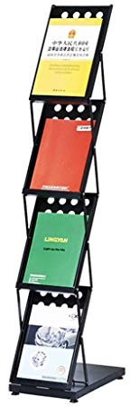 ZGFOZJGC Folder, metal mesh, magazine storage box, file cla Folding Brochure Display Stand, 4-Shelf Folding Floor Display Stand Portable Magazine Brochure Leaflet Holder Catalogue Reference Racks (Co