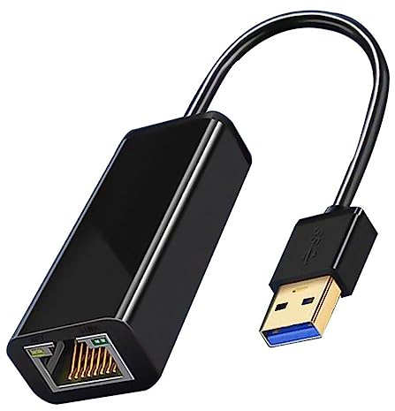 Adaptateur Réseau USB 3.0 Gigabit Ethernet 1000 Mbps Noir Abs | Interface Usb, Compatible Ordinateur et Portable, pour Box Tv, Format Compact