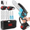Mini Chainsaw with 6 Inch 4000 mAh Battery (2 Batteries), One-Handed Cordless Portable Electric Chainsaw Equipped, 4 Chains for Cutting Wood, Branches, Garden Pruning
