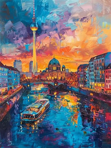 Venedig Malen Nach Zahlen Erwachsene, DIY Malen Nach Zahlen Shuicheng Malen Nach Zahlen mit Rahmen Leinwand 20x30 cm, Ölgemälde Kit Mit Pinseln und Acrylfarbe, Wanddeko, Geschenke für Frauen -k1870