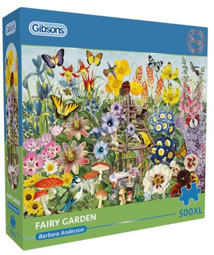 Gibsons Fairy Garden 500XL Jigsaw Puzzle for Adults - Extra Large Pieces for Easy Handling - Colourful Blossom Flower Artwork by Barbara Anderson - Premium Sustainable UK/EU Made - Great Gift