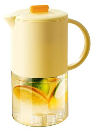 Jarra de jugo, jarra fácil de limpiar con asa, resistente al calor, hermética, jarra de vidrio, 1500 ml, dispensador de bebidas heladas y vidrio para