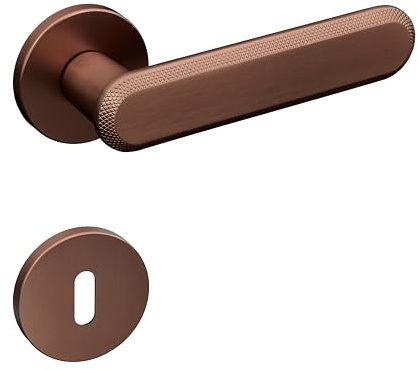 Gavroche Türgriffe Set BB Buntbart | Türklinken für Innentüren in Bronze Antik | Drückergarnitur für Zimmertür mit runder Rosettengarnitur aus Metall Türbeschlag in L-Form & strukturierter Oberfläche