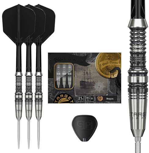 Target Japan Black Marque Heracles Steel Tip Darts with Kflex 21G/23G | 90% Tungsten Darts Set, K-Flex Flights and Shafts No.6, Nano Swiss Point Tips, Daniel Chen