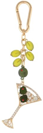 Madison Tyler Martini Olive Cute Green Keychains for Women | Bag Charms for Handbags | Gold Plated Purse Charms for Handbags Decor Backpack Bag Trendy