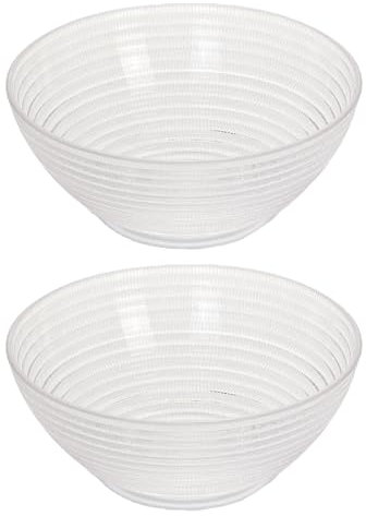 Bafnsiji Set di 2 insalatiere, insalatiera Rotonda Trasparente, insalatiera in Vetro, Ciotole da Portata in plastica Trasparente, Ciotola di miscelazione in plastica, insalatiere impilabili