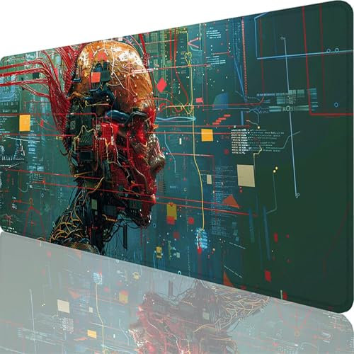 Tapis de Souris Gamer 1600x800x3 mm, Grand Tapis de Souris Bleu, Abstrait Mouse Pad Imperméable et Antidérapant, Multifonction Grand sous Main Bureau pour Clavier et Souris, Decoration Maison 45-3i