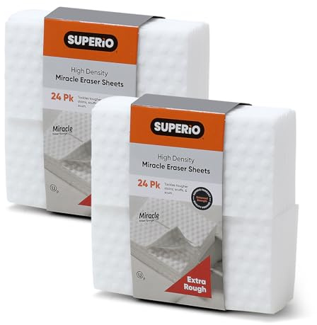 Superio High Density Miracle Eraser Sheets - 48 Count - Extra Durable Cleaning Pads with Convex Dots for Heavy Duty Cleaning