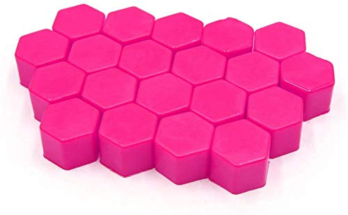 Radschraubenkappen,Radmuttern Kappen 20 stücke Auto Mutter 15mm 17mm 19mm 21mm Kieselgel Gel Rad Muttern Schraube Bolzen Dekorative Reifen Radreifen Schraubkappe Auto Radmutterkappen(Pink,21mm)