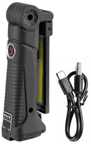 LEAU RECARGABLE - Lámpara de trabajo magnética giratoria de 360 grados, linterna recargable manos libres | USB Luz de inspección recargable para barbacoa de camping, reparatio