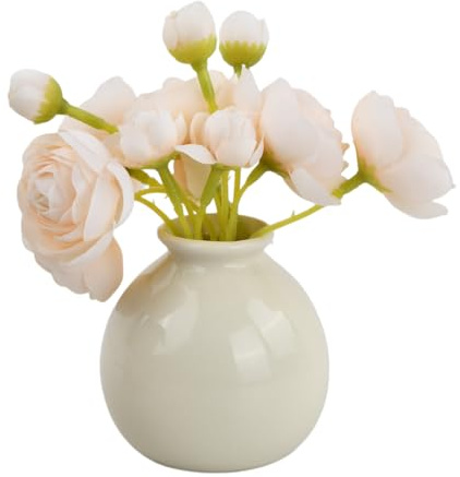Marjoramy Fiori Finti con Vaso, Rosa,Margherita Fiori Finti per Decorazioni, Bouquet Finti Artificiali Piante da Interno, Vari Fiori Artificiali per Interni e Ufficio, per Tavolo, Libreria (Rosa)