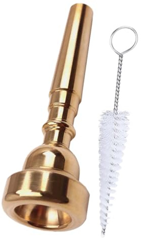Trompetenmundstück Ersatzmundstück 1 Satz aus Kupfer Gold | Reinigungsbürste aus Nylon und Eisen, Gründliche Reinigung, Passend für Trompete