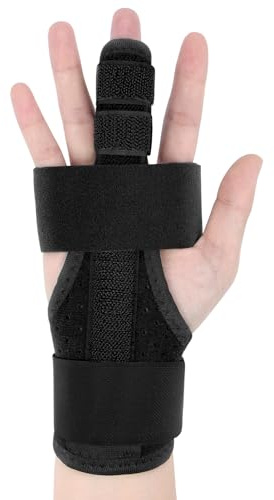 flintronic fingerskena, 1 st justerbar tumortos, fingerortos aluminiumplåtstöd för utlösande finger, hammarfinger, artrit, snäppfinger, RSI (svart A)