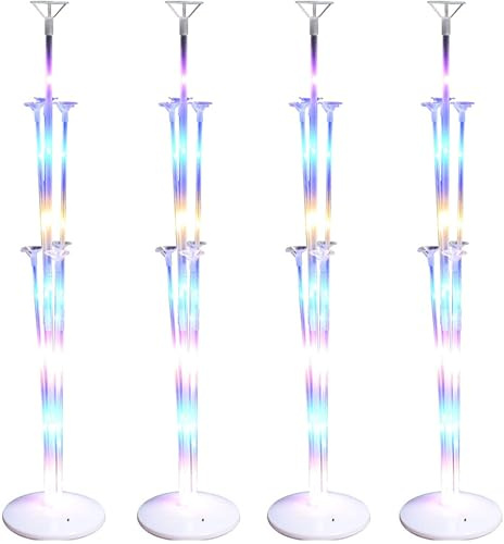 4 supporti per palloncini, supporto per palloncini a LED, kit di supporto per palloncini da tavolo, accessori per feste, compleanni, Natale, decorazioni per matrimoni