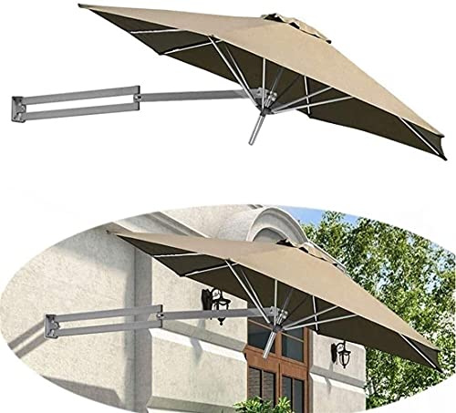 Parasol parasols extérieur Mural avec Parapluie à la Nuance de Soleil en métal, 7 Pieds / 2,2 m