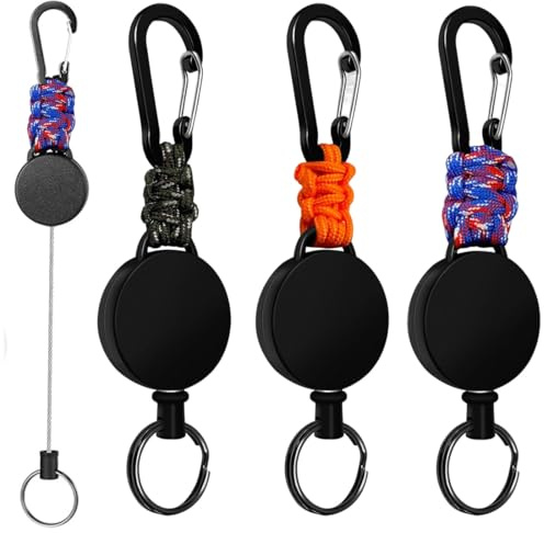 DWFEYOI 3 Piezas Llavero Retráctil, Porta Credencial Extensible, Llavero con Cuerda Extensible, para Porta Credencial de Tarjeta de Identificación, Porta Credencial Retráctil, Llavero, Llavero