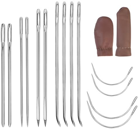 Easusy Sewing Needles, 16 PCS Hand Sewing Needles, Leather Needle