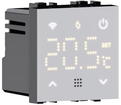 Elektronova termostato da incasso modulo programmabile 2P 240V display touch retroilluminato colore bianco compatibile su supporti Vimar Plana