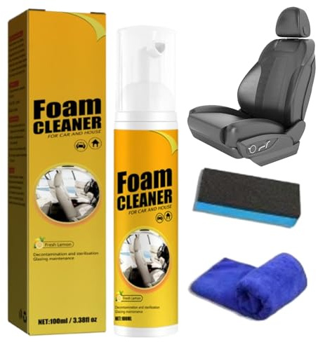 Trim Restorer | Car Seat Upholstery Stain Remover with Cloth and Sponge | 100ml Automotive Detailing Cleaning Solution for Trim Leather Seat Central Console Steering Wheel Door