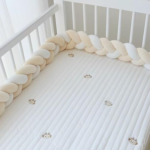 Aocase Cojín Protección contra Caídas, Protección Cama Trenza, Almohadas Trenzado Anudado, Cojines Serpiente de Peluche, Alfombra Anticolisión Trenza Cuna Bebe,N04,300cm
