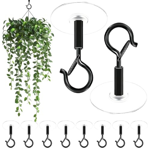 VGECEE Lot de 10 Crochet de Plafond Adhésif Crochets Adhésifs pour Plafond Sans Percer, Supportant Jusqu'à 1,5 kg Crochets Ronds pour Plafond et mur, avec Système de Verrouillage de Sécurité